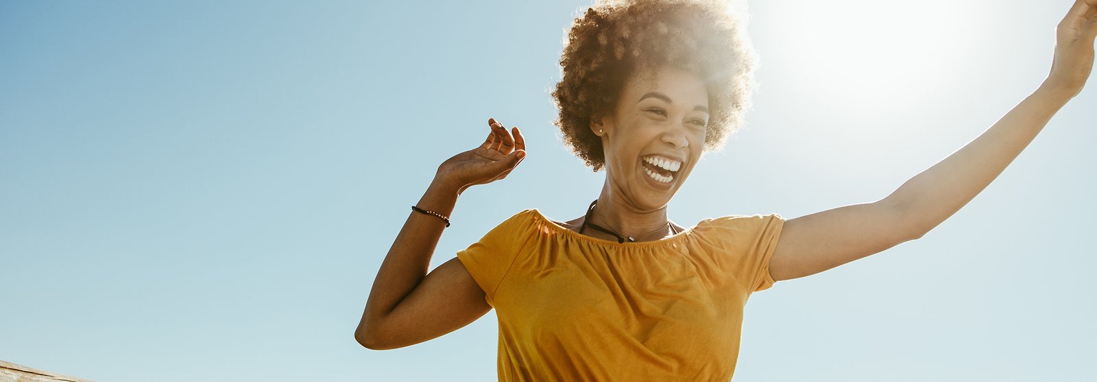 woman smiling outside