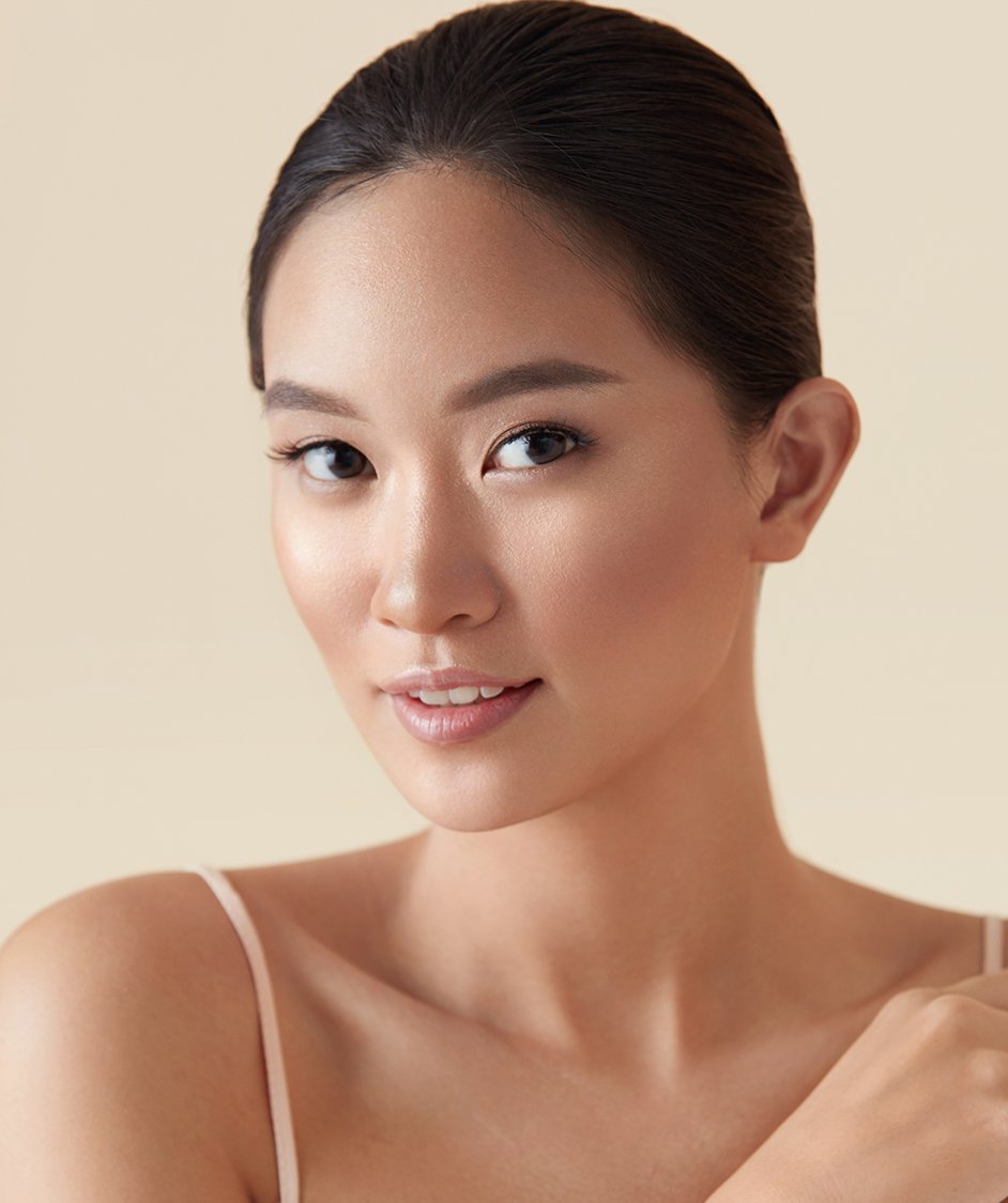 woman with her hair slicked back