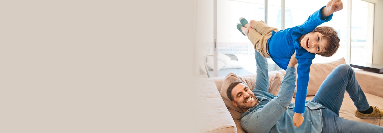 father and son playing